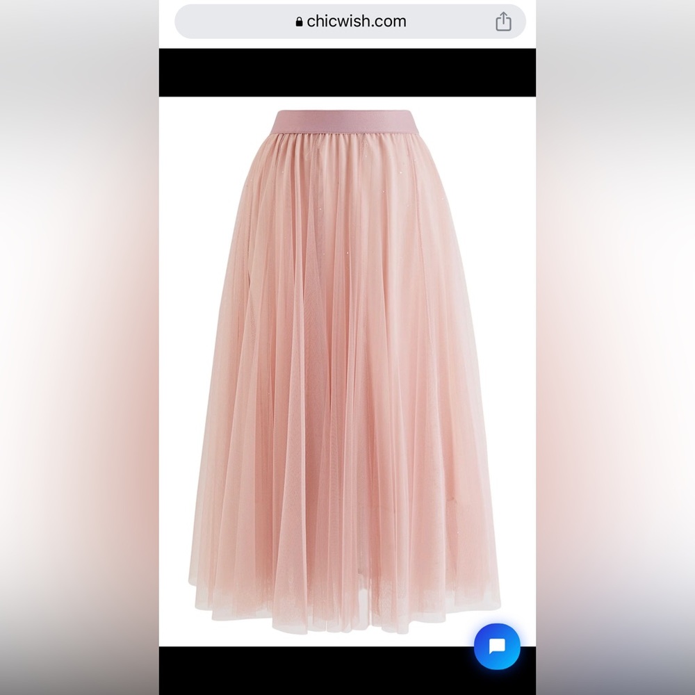 Venus Glitter Mesh Tulle Midi Skirt